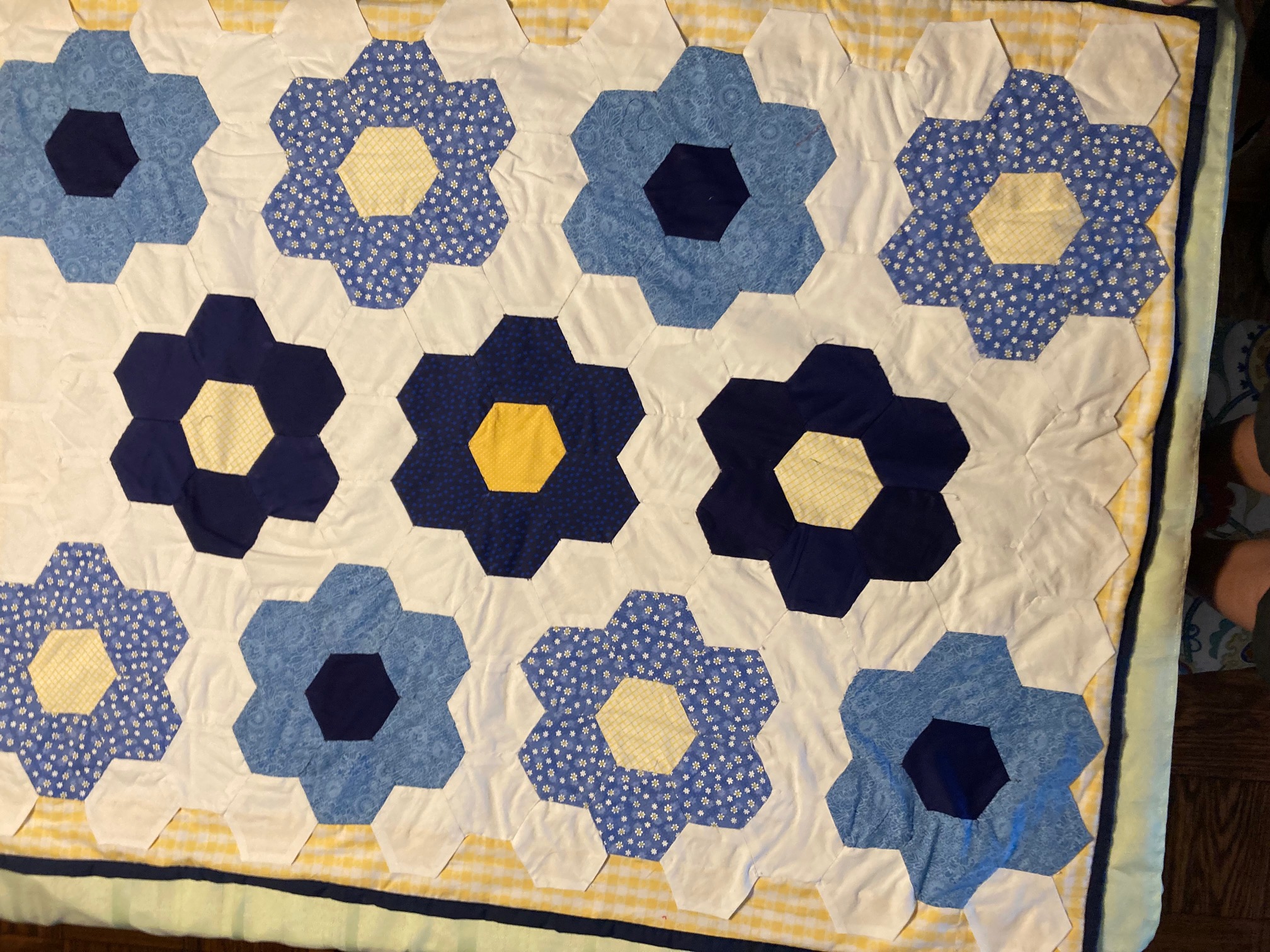 Blue and yellow quilt
