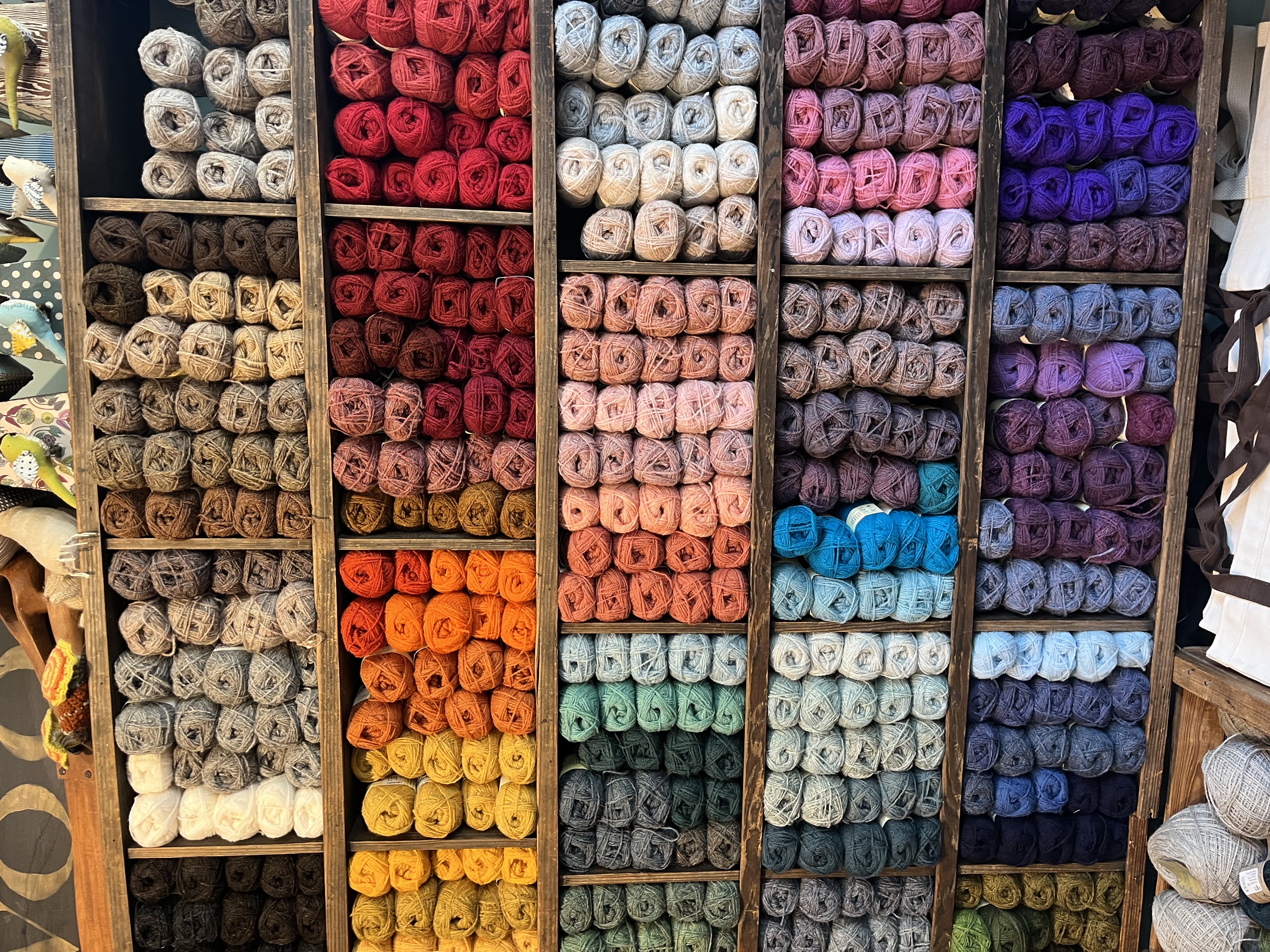 knit or crochet yarn piles