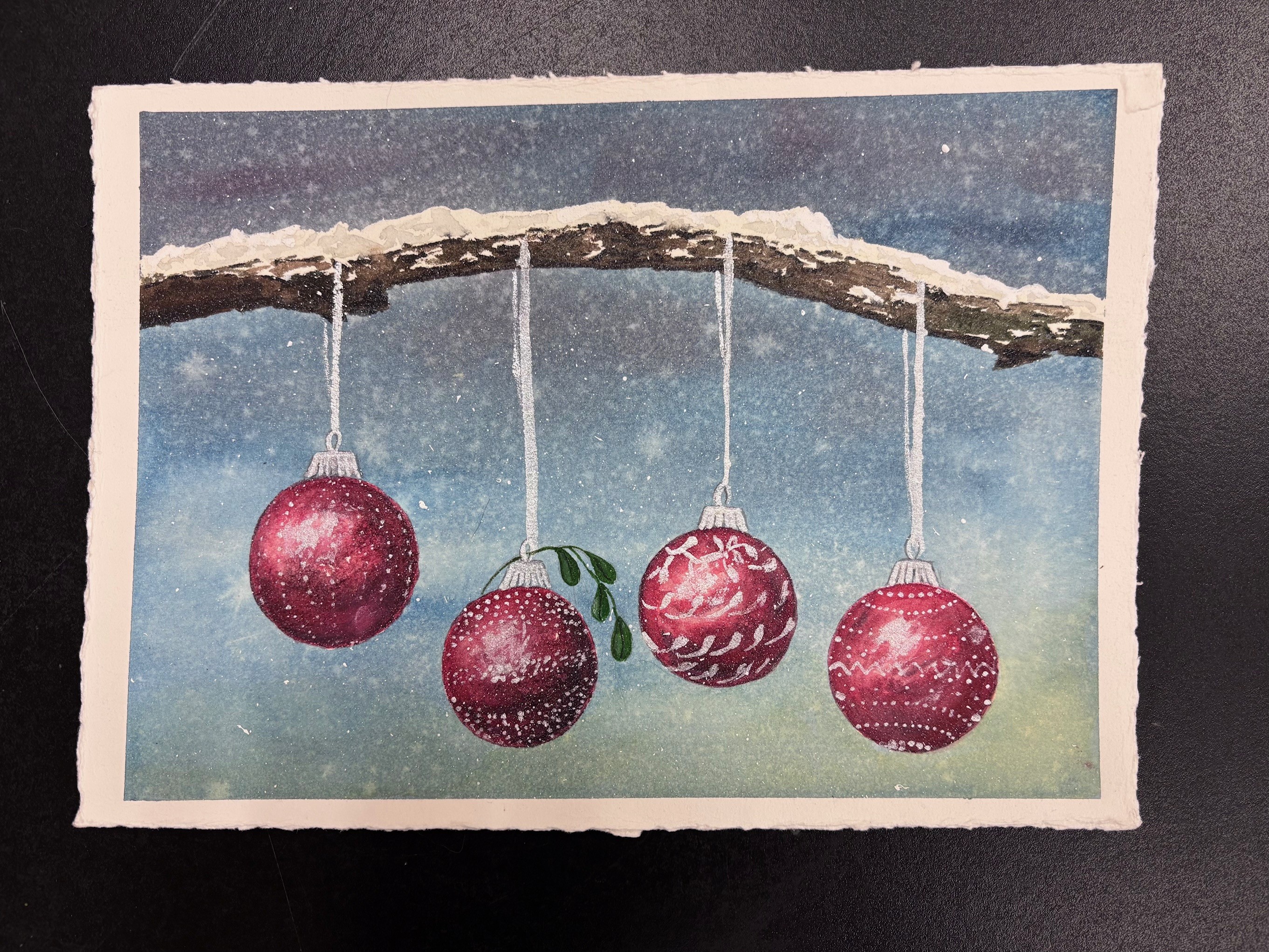 painting of holiday ornaments